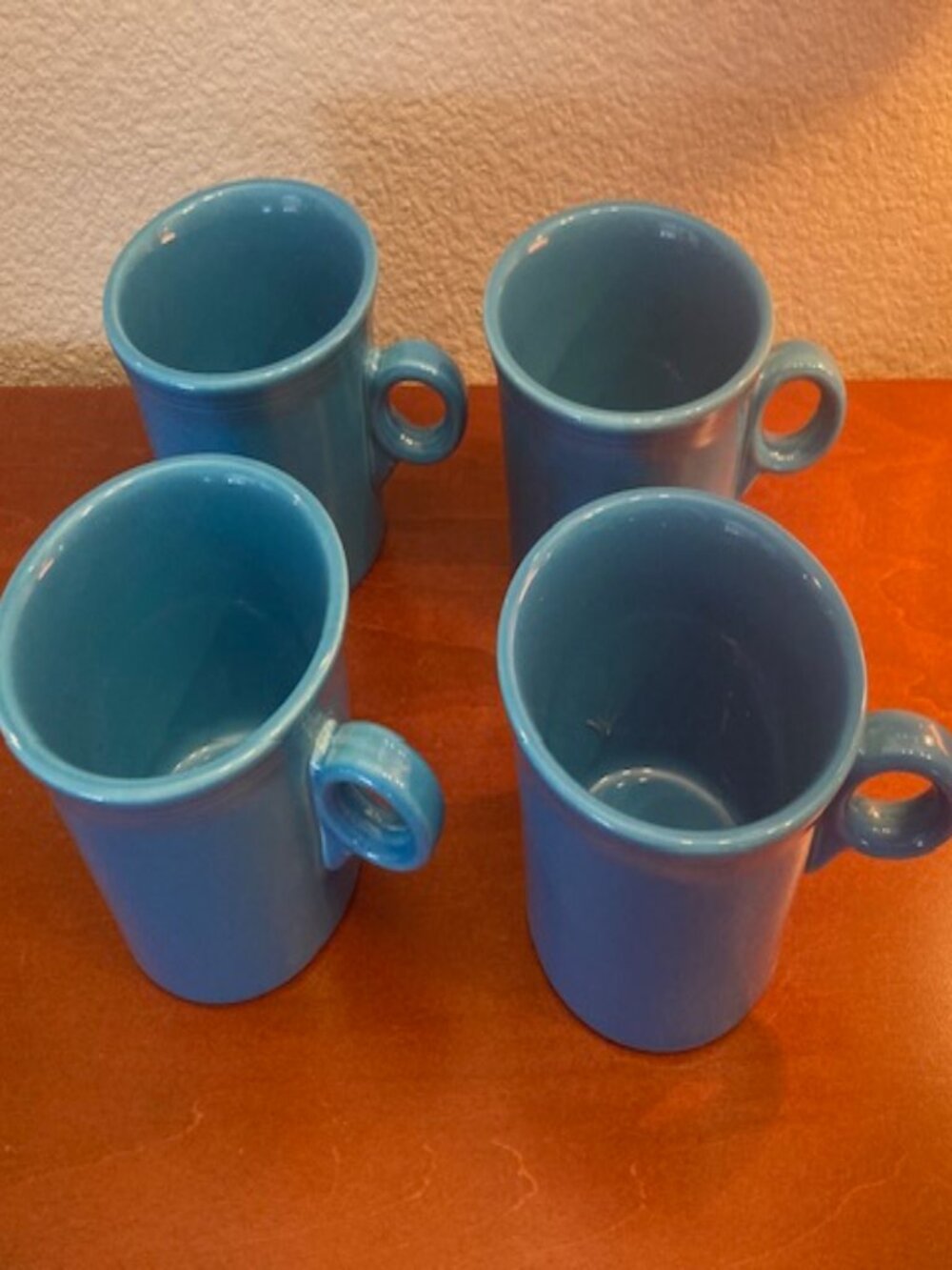 Fiesta Turquoise Blue Colored Coffee Mugs - Set of 4 - Homer Laughlin USA